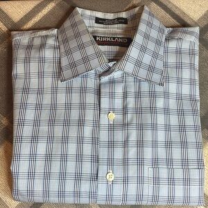 Kirkland Signature Blue and White Dress Shirt 16 1/2 - 32